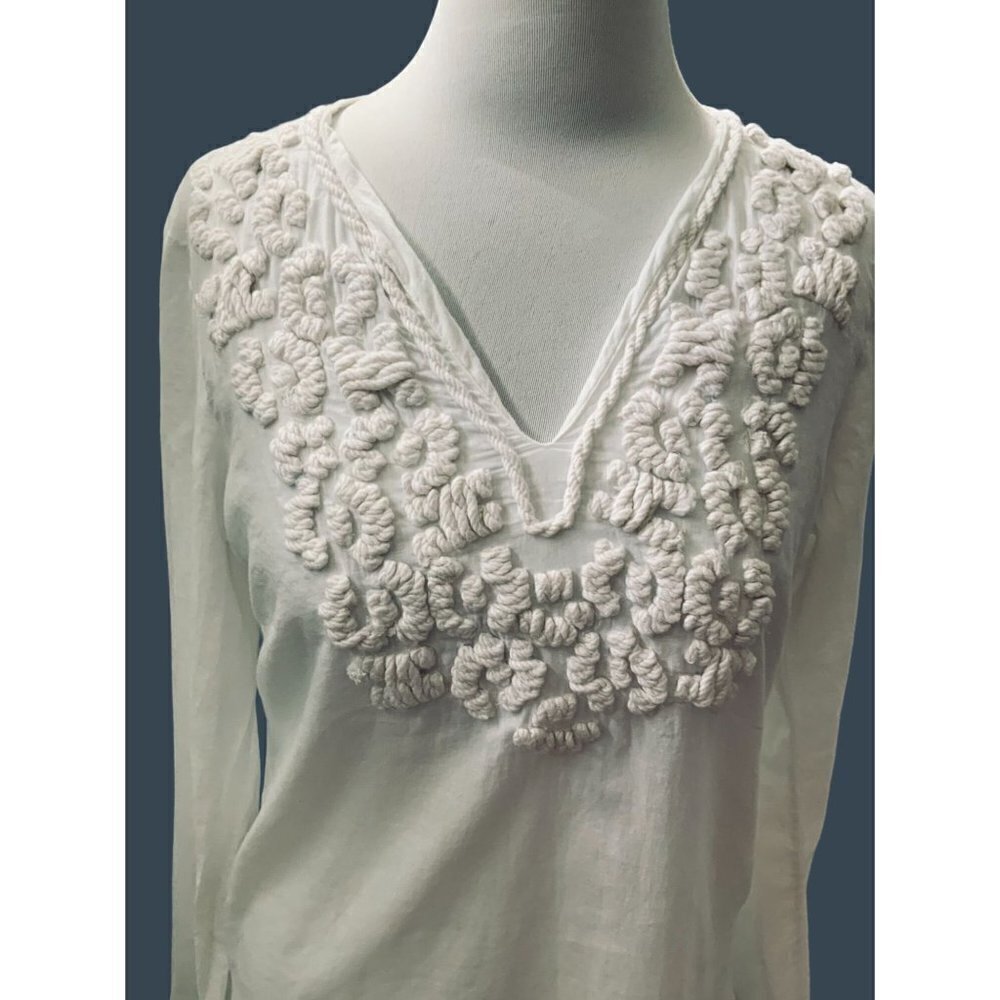 MICHAEL MICHAEL KORS LADIES VNECK LONG SLEEVE EMBROIDERED BLOUSE TUNIC TOP EUC S